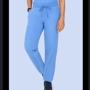 Mandala scrubs pants cargo straight leg 9 pockets ceil blue